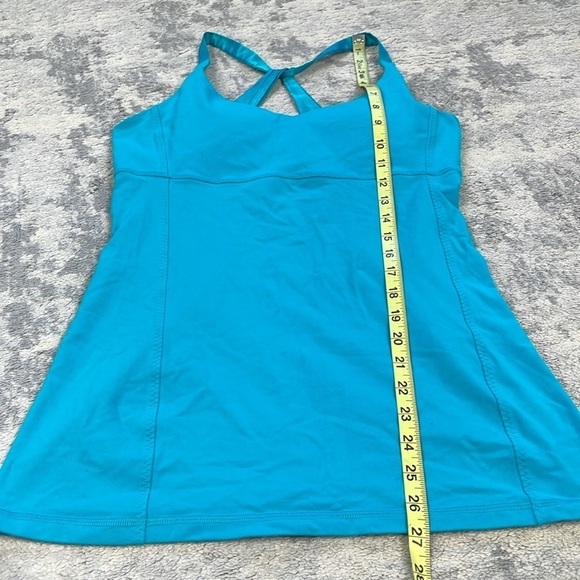 SOLD - Lululemon Practice Daily Tank Top Surge Blue Satin Straps Shelf Bra Sz 10 - Picture 8 of 11